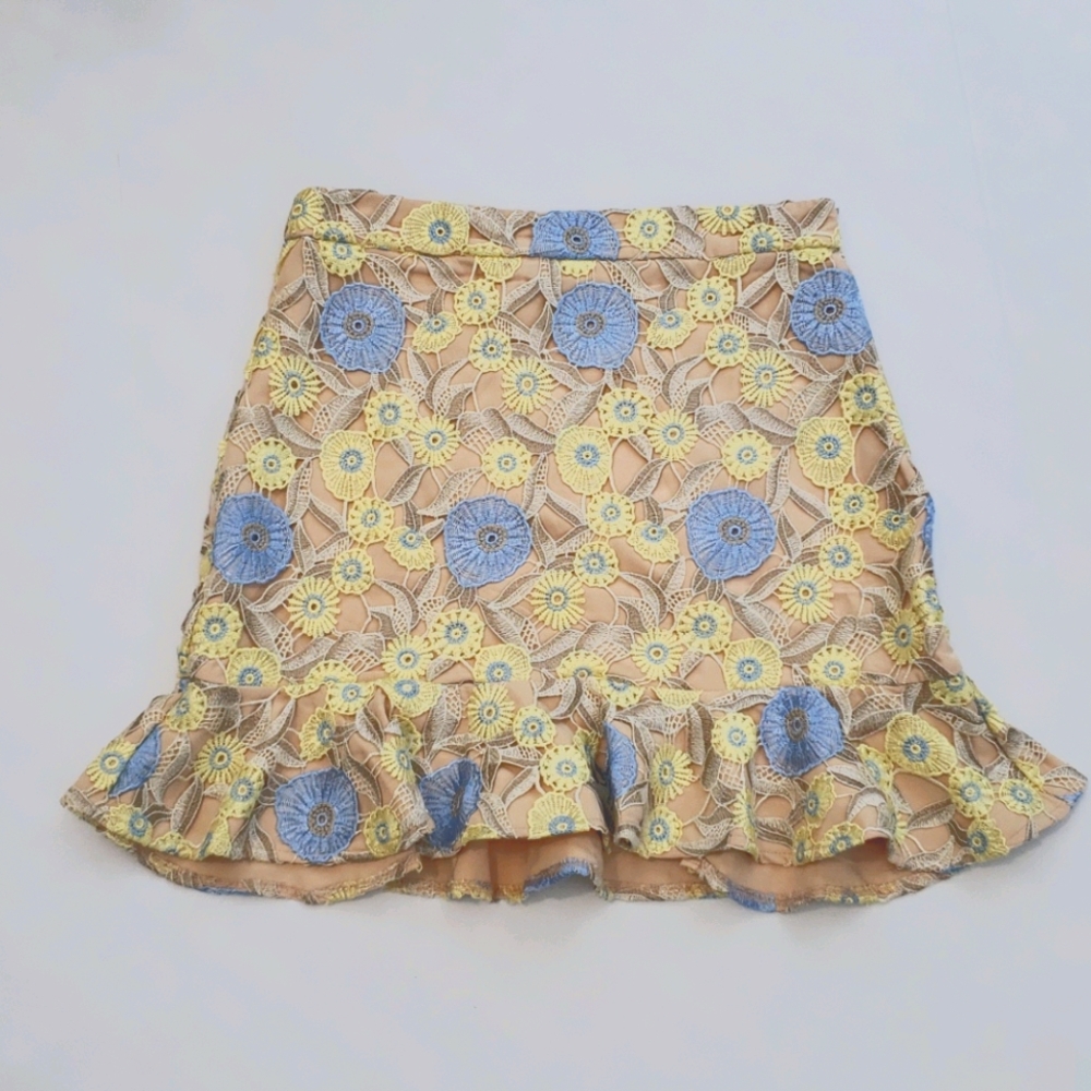 NWT endless rose Embroidered Ruffle Miniskirt L